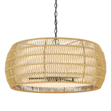 Golden Canada 6805-6 BLK-NR - Golden Lighting Everly 6-light Chandelier in Matte Black and Natural Rattan shade